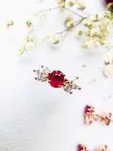 Load image into Gallery viewer, Ruby ring with marquise diamonds