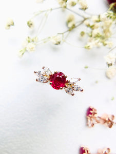 Ruby ring with marquise diamonds