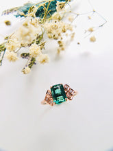 Load image into Gallery viewer, Bluish Green Tourmaline with checked diamond studded side