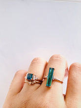Load image into Gallery viewer, Greenish Blue Tourmaline with leaf diamond studded side