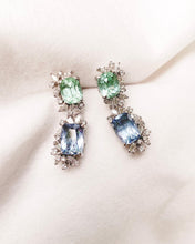 Load image into Gallery viewer, Green Tourmaline and Blue Beryl pair of earrings