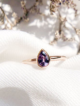 Load image into Gallery viewer, Pear Shaped Natural Dark Pink Sapphire Ring in Rose Gold