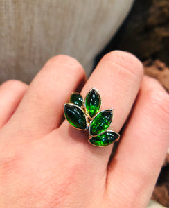 Diopside Leaf Motive Ring