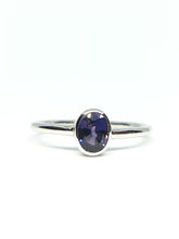 Load image into Gallery viewer, Oval Natural Dark Purple Sapphire Ring in White Gold