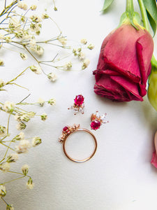 Ruby Earrings with marquise diamonds