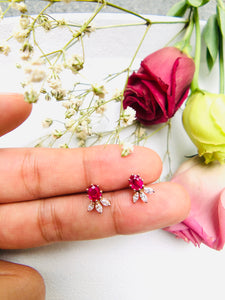 Ruby Earrings with marquise diamonds