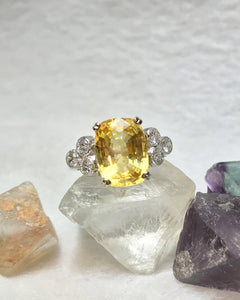 Natural Yellow Sapphire Ring set in 18k white gold