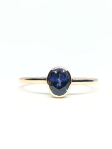 Oval Natural Dark Blue Sapphire Ring in Rose Gold