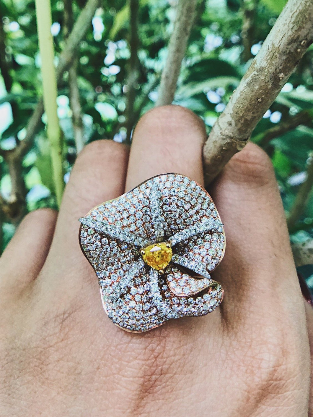 Fancy Vivid Orange Yellow Diamond Ring