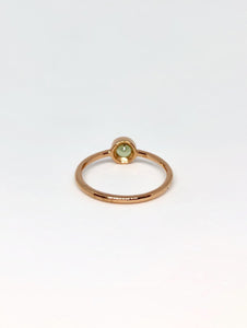 Round Natural Apple Green Sapphire Ring in Rose Gold