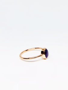 Oval Natural Dark Purple Star Sapphire Ring in Rose Gold