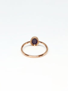 Oval Natural Dark Purple Star Sapphire Ring in Rose Gold