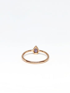 Pear Shaped Natural Dark Pink Sapphire Ring in Rose Gold