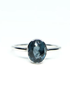 1.03ctw Oval Natural Teal Blue Spinel Ring in White Gold