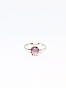 Oval Natural Pink Star Sapphire Ring in White Gold