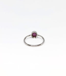 Oval Natural Dark Pink Star Sapphire Ring in White Gold