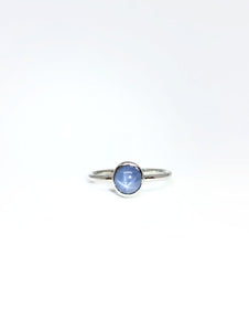 Oval Natural Blue Star Sapphire Ring in White Gold