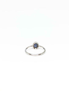 Oval Natural Blue Star Sapphire Ring in White Gold