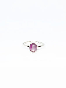 Oval Natural Light Pink Star Sapphire Ring in White Gold