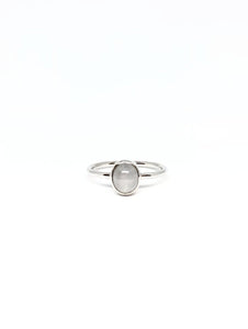 Oval Natural White Star Sapphire Ring in White Gold