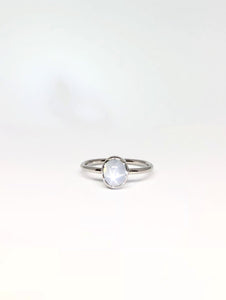 Oval Natural White Star Sapphire Ring in White Gold