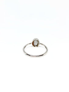 Oval Natural White Star Sapphire Ring in White Gold