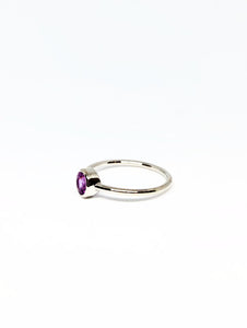 Round Natural Pink Sapphire Ring in White Gold