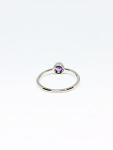 Round Natural Pink Sapphire Ring in White Gold