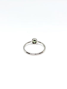 Round Natural Light Green Sapphire Ring in White Gold