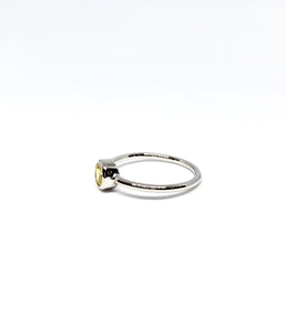 Round Natural Yellow Sapphire Ring in White Gold