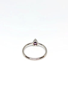 Pear Shaped Natural Purplish Pink Sapphire Ring in White Gold