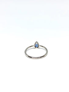 Pear Shaped Natural Electric Blue Sapphire Ring in White Gold