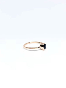 Oval Natural Dark Blue Sapphire Ring in Rose Gold