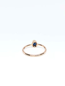 Oval Natural Dark Blue Sapphire Ring in Rose Gold