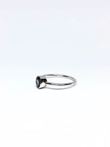 Oval Natural Light Greenish Blue Sapphire Ring in White Gold