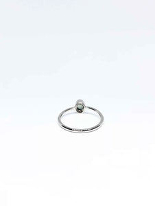 Oval Natural Teal Sapphire Ring in White Gold