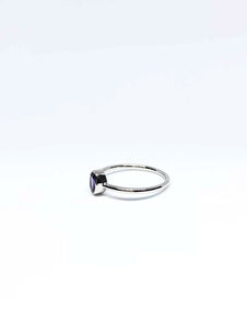 Oval Natural Dark Purple Sapphire Ring in White Gold