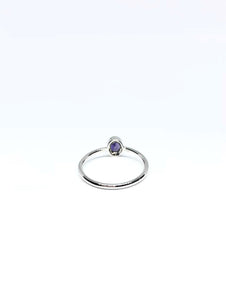 Oval Natural Dark Purple Sapphire Ring in White Gold