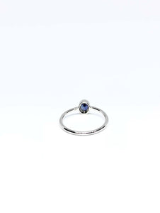 Oval Natural Blue Sapphire Ring in White Gold