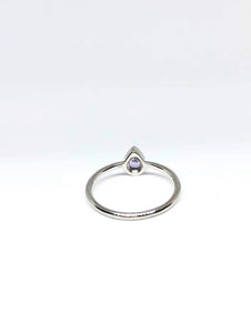 Pear Shaped Natural Light Bluish Purple Sapphire Ring in White Gold