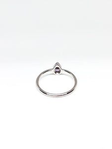 Pear Shaped Natural Grape Sapphire Ring in White Gold