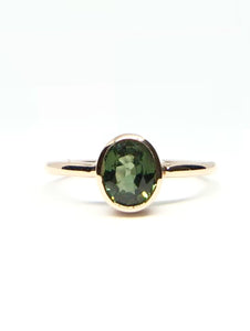 0.88 ctw Oval Natural Forest Green Sapphire Ring in Rose Gold