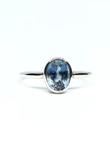 1.04 ctw Oval Natural Blue Sapphire Ring in White Gold