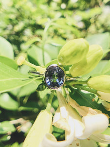 0.8ctw Oval Natural Purplish Blue Sapphire Ring in White Gold