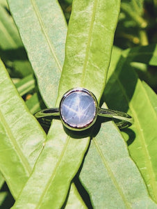 Oval Natural Blue Star Sapphire Ring in White Gold