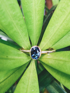 Oval Natural Dark Blue Sapphire Ring in Rose Gold