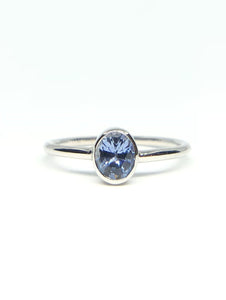 Oval Natural Light Blue Sapphire Ring in White Gold