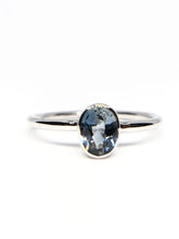 Load image into Gallery viewer, Oval Natural Light Greenish Blue Sapphire Ring in White Gold