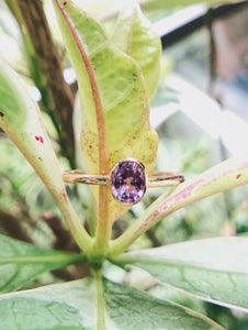 Oval Natural Light Purple Sapphire Ring in Rose Gold