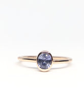 Load image into Gallery viewer, Oval Natural Light Purplish Blue Sapphire Ring in Rose Gold